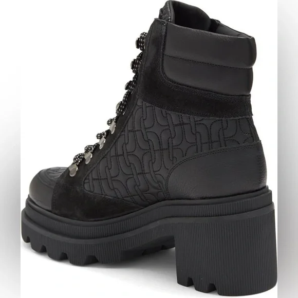 Women’s Voile Blanche Loden Lug Leather Trim Black Booties Boots, Size 5 - Picture 2 of 10